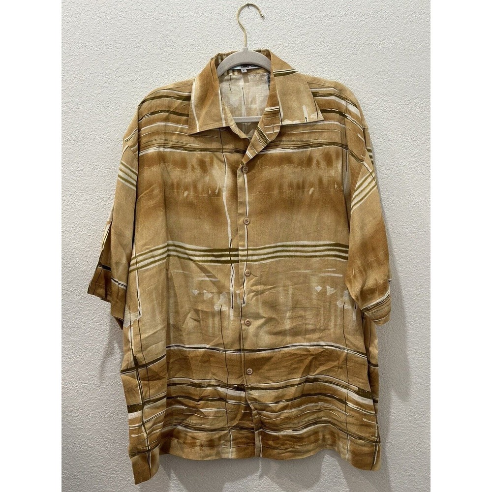 Lorenzino 100% Linen Button Down Shirt Size L Used In Good Condition